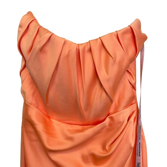 House of CB Midi Dress Corset Orange Strapless Ruched Sexy Sz Large NWT - Picture 6 of 11